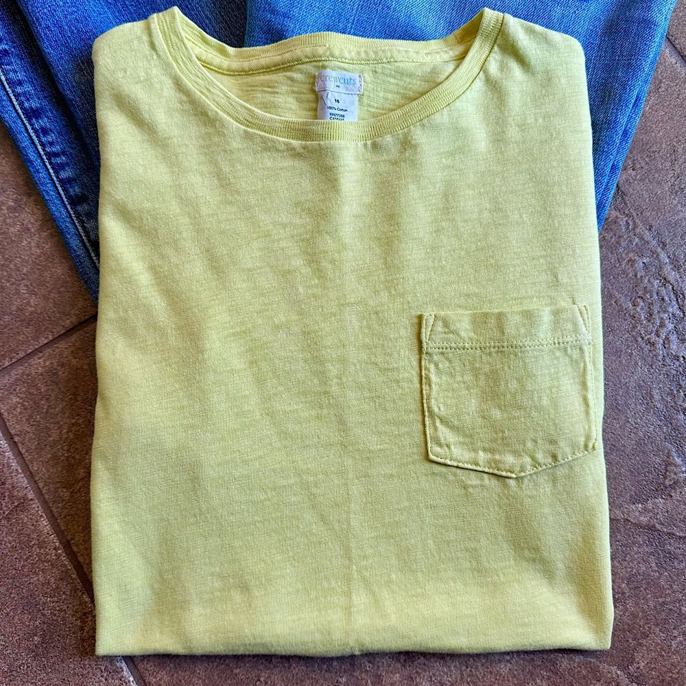 NWOT - J.Crew Crewcuts Yellow Sunwashed Pocket Tee
